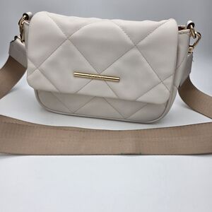 Aldo Cream Quilted Crossbody Bag with Gold Accent